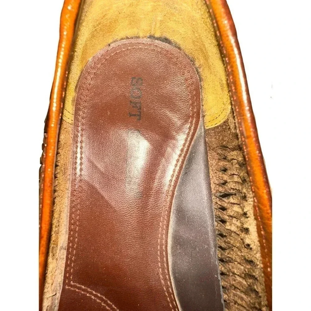 Soft Stags Men's Brown Leather Woven‎ Comfortable Flat Boot Size 11M